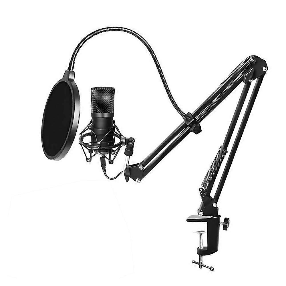 USB 192kHZ/24bit Podcast Recording Microphone Kit Professional Condenser Studio Broadcasting MIC with Stand Flat Head Microphone