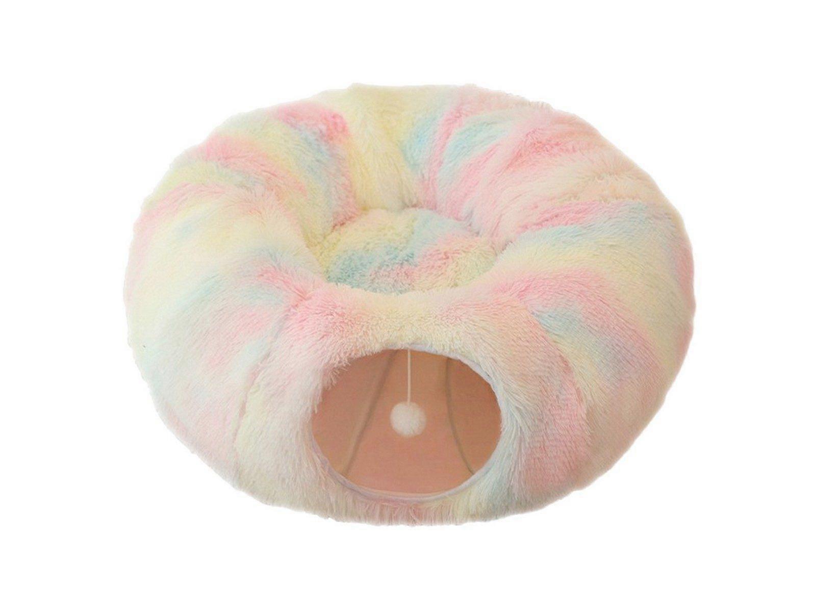 Winter Plush Cat Bed Cat Nest with Tunnel - Multicolor