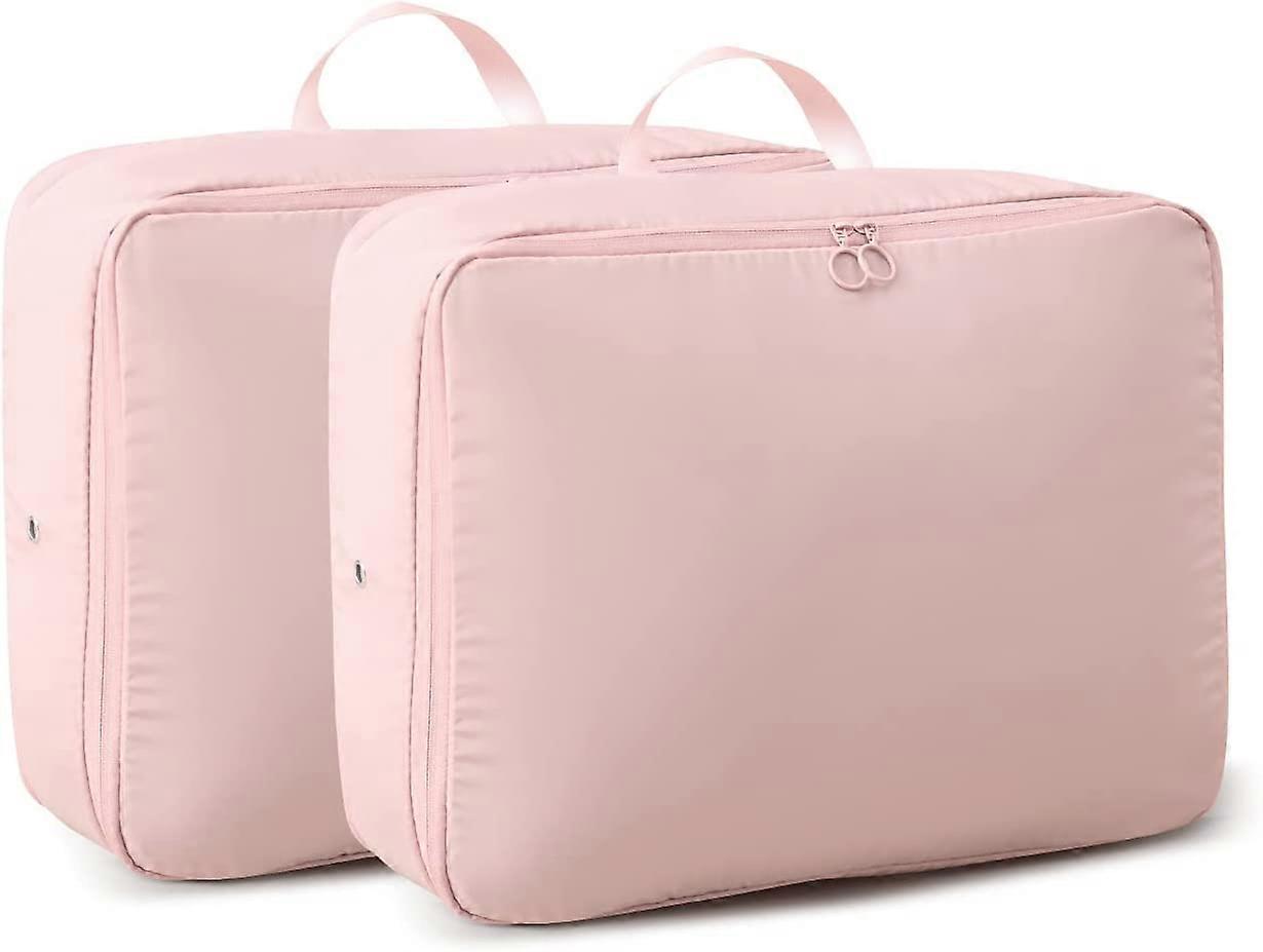 Compression Packing Cubes for Travel Suitcases, TianZong 2 Pack Expandable Luggage Organizer Bags Set (Large, Pink)