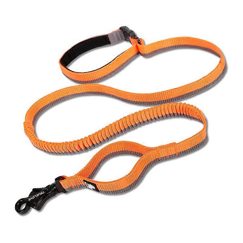 Laisse pour chien à main libre, rétractable, sans traction, 2 poignées, rembourrée, robuste, longue, noire, en nylon, résistante, extensible, résistante à la pluie