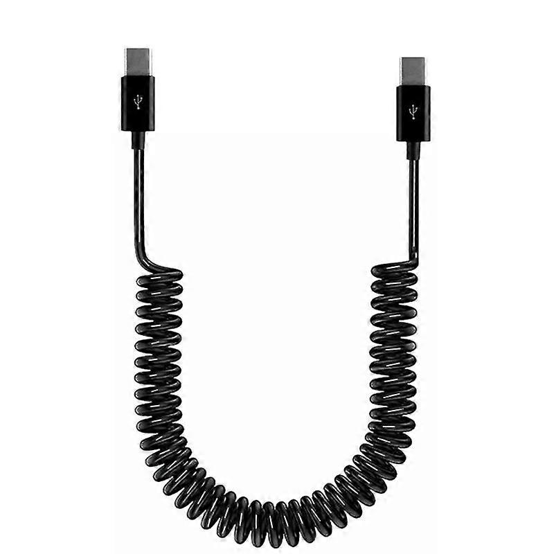 Coiled USB C to USB C Cable Spring Type C Male to Type C Male Charging Cord for Fast Data Transfer and Power Delivery U4LD
