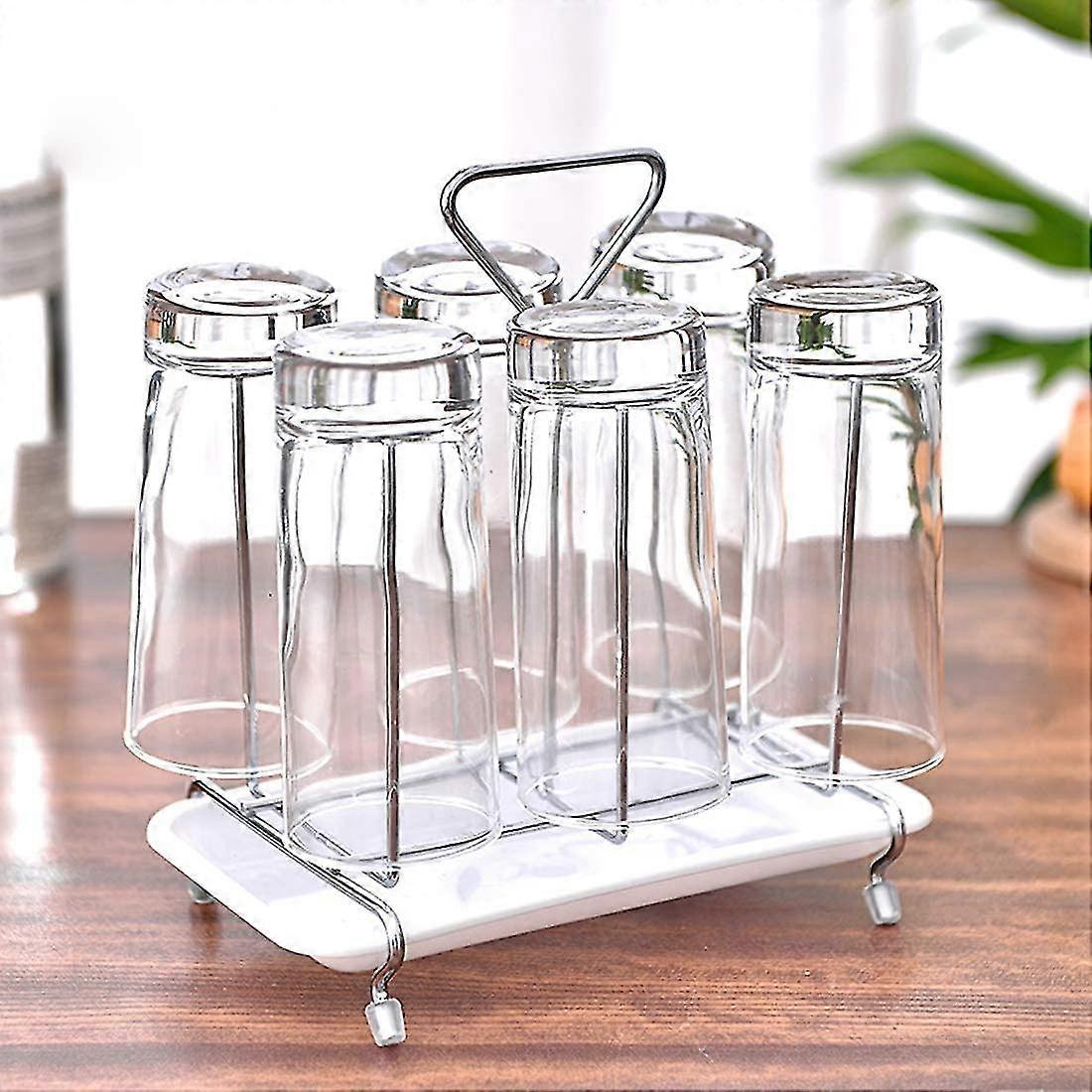 Bottle Rack Dish Rack Bottle Rack Cup Drying Rack Holds 6 Cups - Square Shape