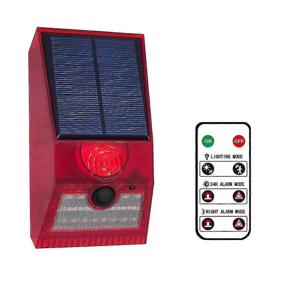Solar Alarm Light, With Motion Detector, With Remote Control Red