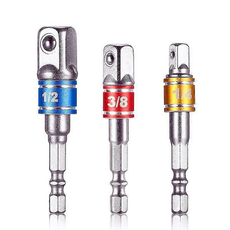3pcs Electric Drill Bit Hex Shank Extension Bar Socket Bit 1/4" 3/8" 1/2"