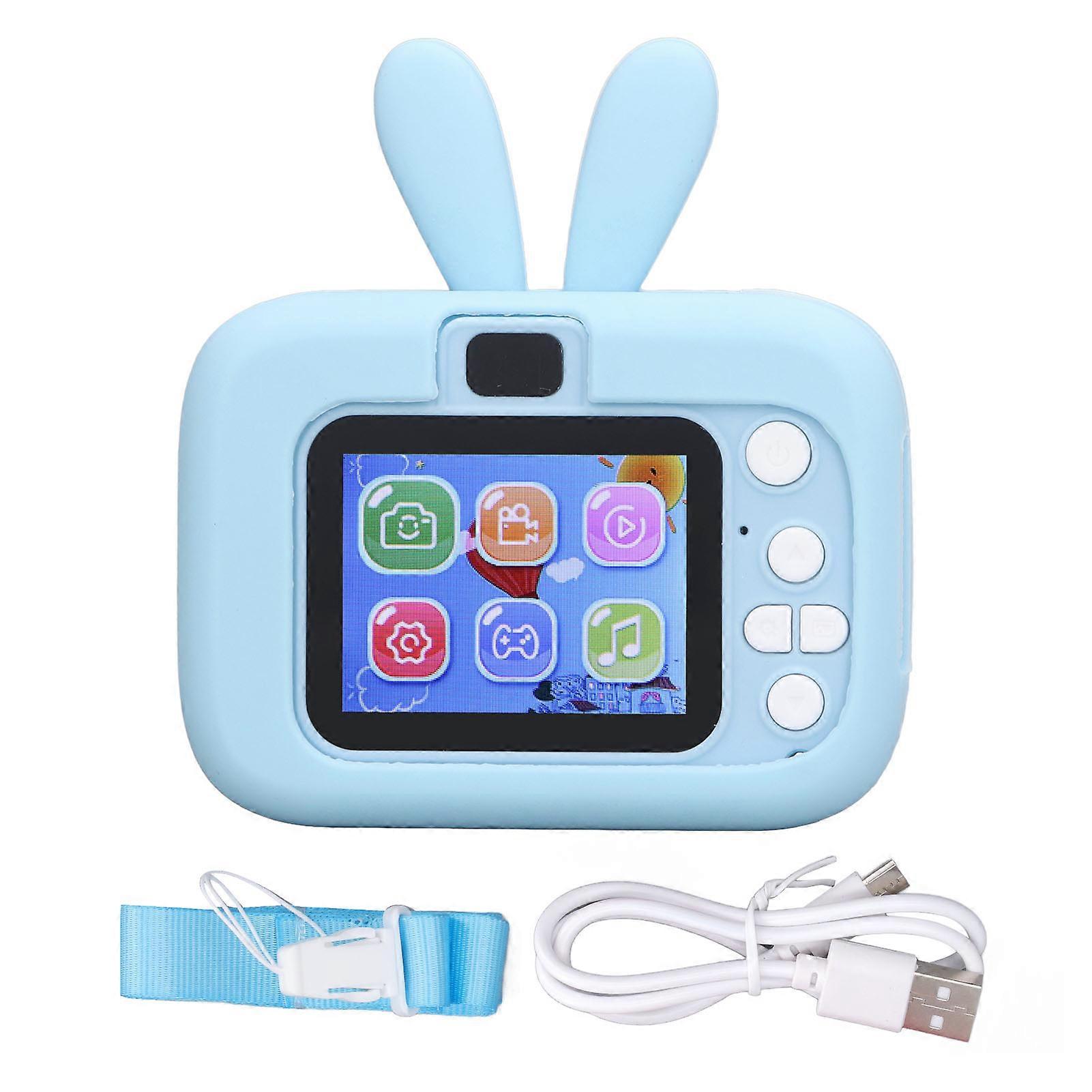 キッズカメラデジタル20MPチャイルドセルフィーおもちゃ幼児クリスマスバースデーギフトウサギの形2インチブルー