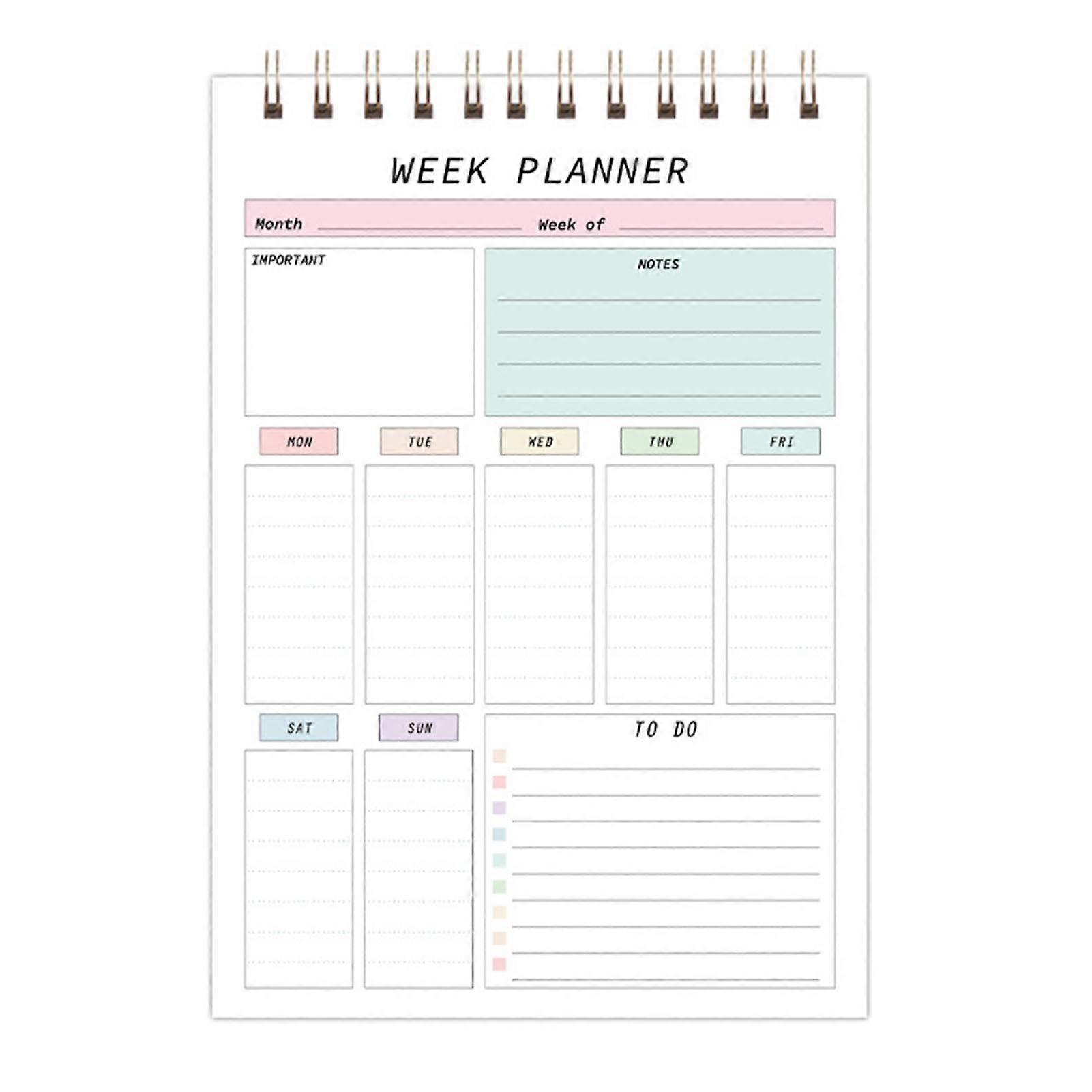 Weekly Planner Notepad with 52 Undated Sheets Spiral Binding Weekly Desk Planner Pad Personal Organizer To-Do List Notepad