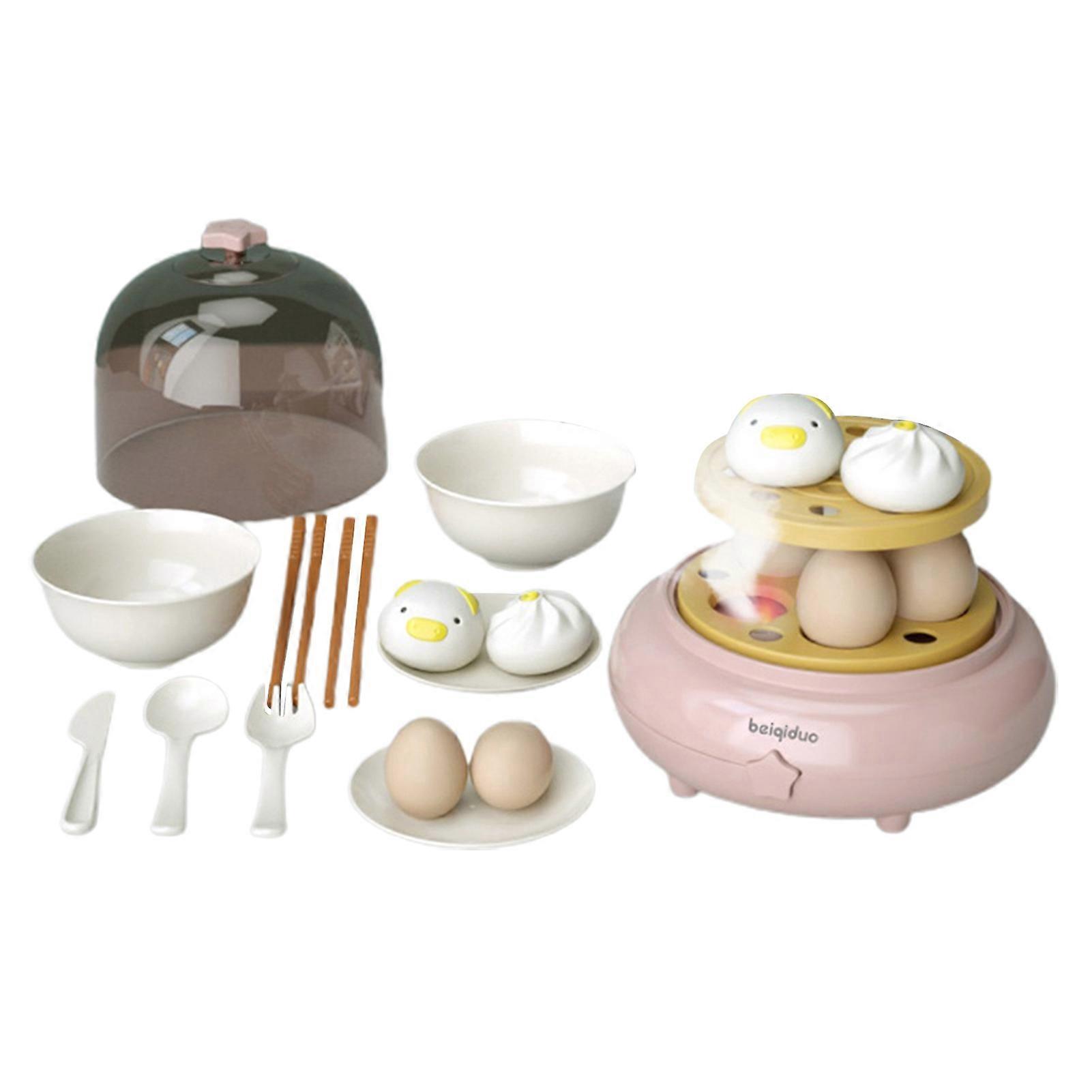 Hardboiled Egg Maker Toy Intellectual Development Hand-eye Coordination Household Accessory Pretend Role Play Egg Boiler Steamer Toy with Music Light