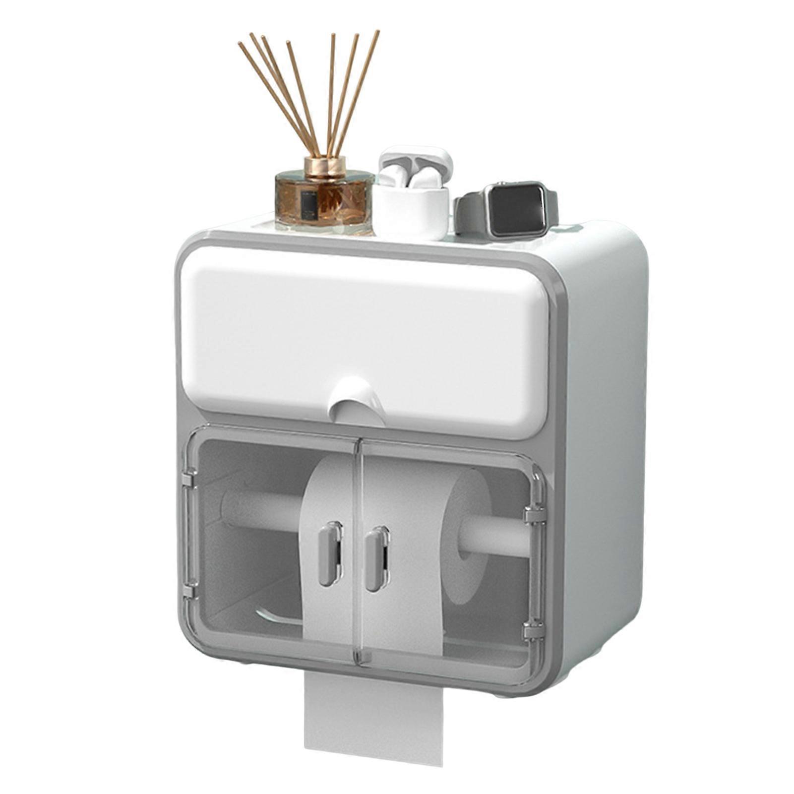Toilet Paper Holder Serrated Outlet Adjustable Cross Bar Top Shelf Storage-Drawer Visible Window Punch Free Roll Paper Organizer Hotel Accessory KAESI