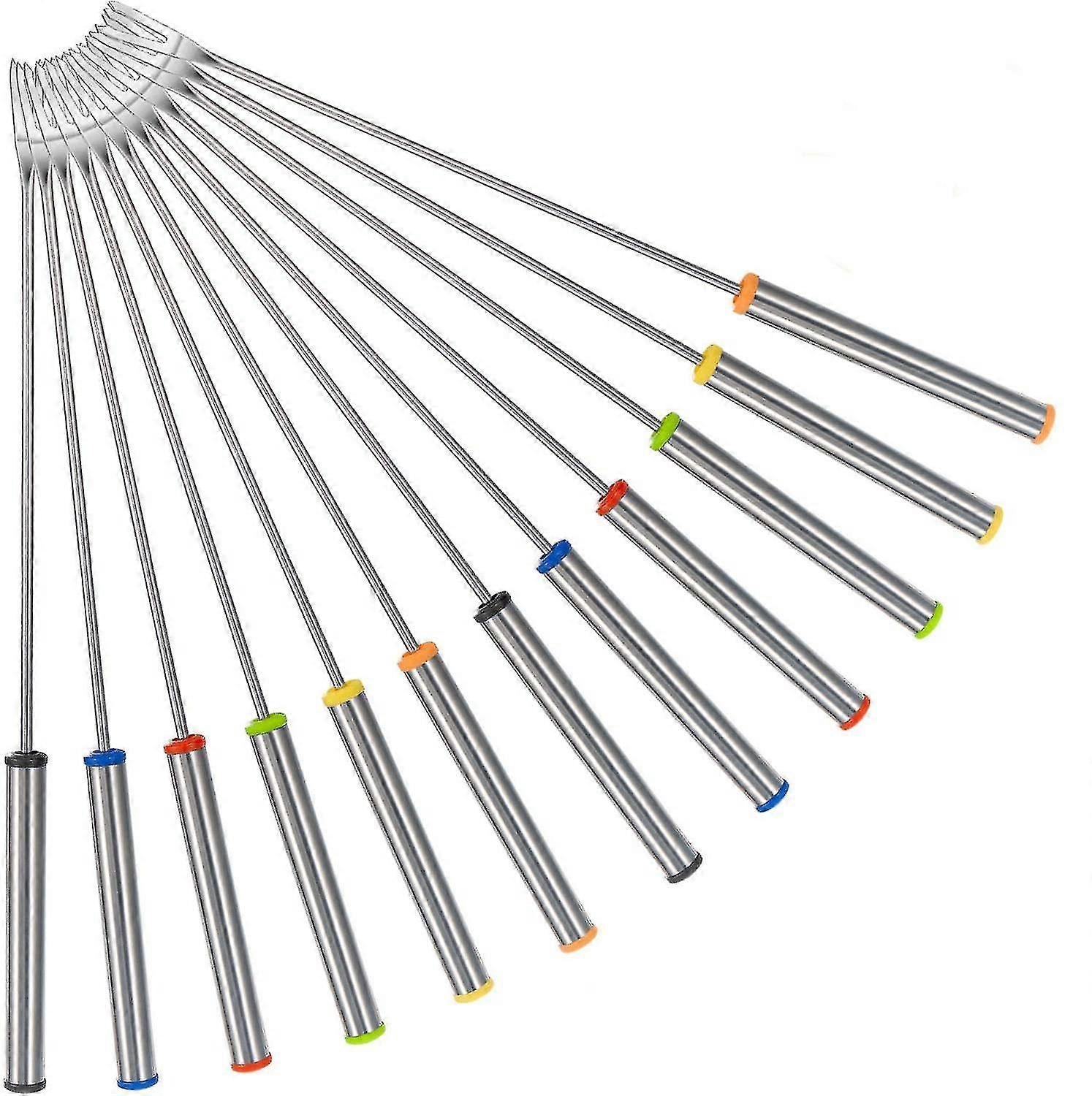 Stainless Steel Fondue Forks With Heat Resistant Handle For Cheese Chocolate Fondue Roasting Marshmallows Meat