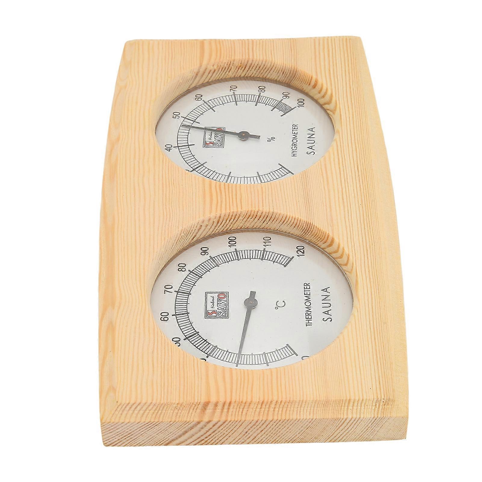 Wooden Thermometer Hygrometer for Sauna Room Double Dial Pointer Type Temperature Humidity Meter