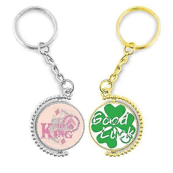 King Playing Cards Gambling Utensils Pattern Key Chain Ring Accessory Couple Keyholder Lucky