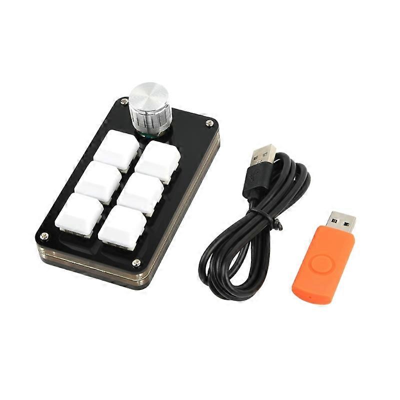 6 Keys Mini Keyboard with 1 Knob Customizable Gaming Video Editing Programming