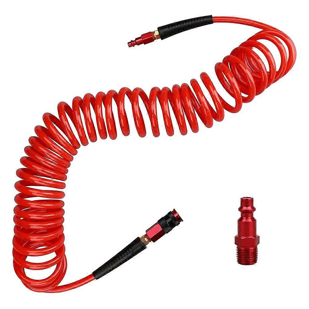 1/4in X 25ft Air Hose with Bend Restrictors Compressor Hose with 1/4in Industrial Universal Quick Coupler & -Plug Kit