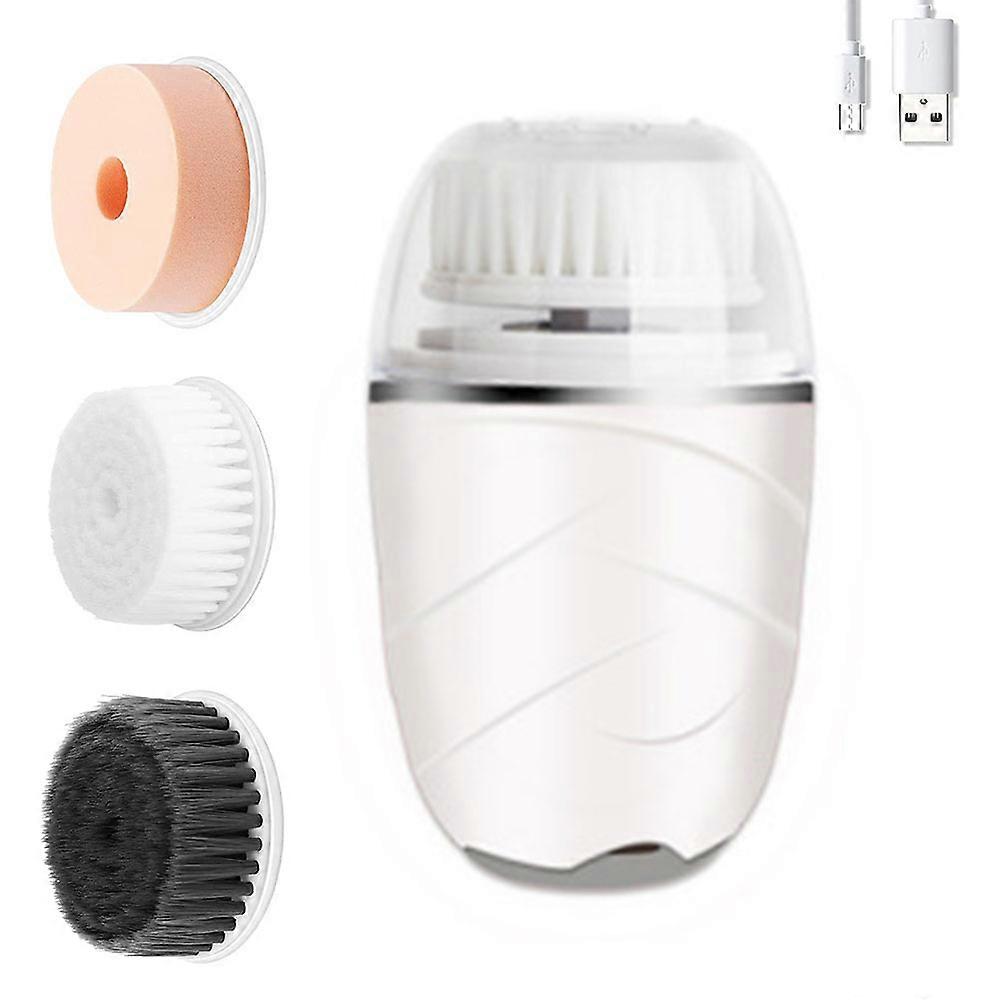 Sonic Vibrating Facial Cleansing Brush - 3 Brush Heads with 3 Modes, Waterproof, Smart Timer, Wireless Charging for Face Cleaning, Exfoliating and Mas