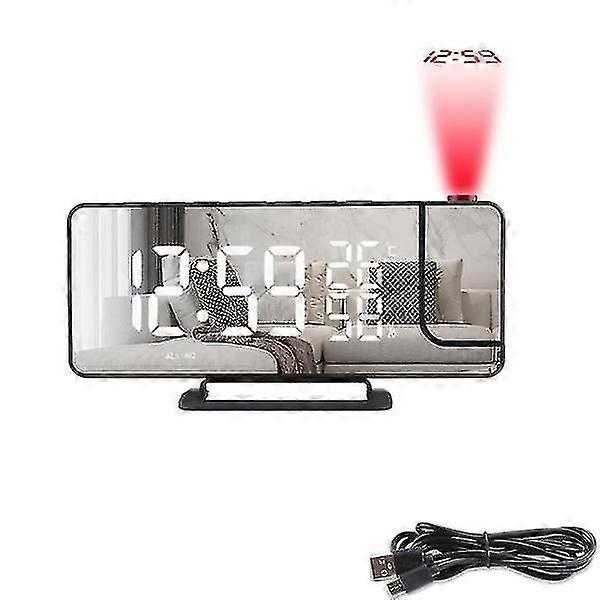 Inf Projector Clock With Temperature Mirror/black Practical Goodies 1-11