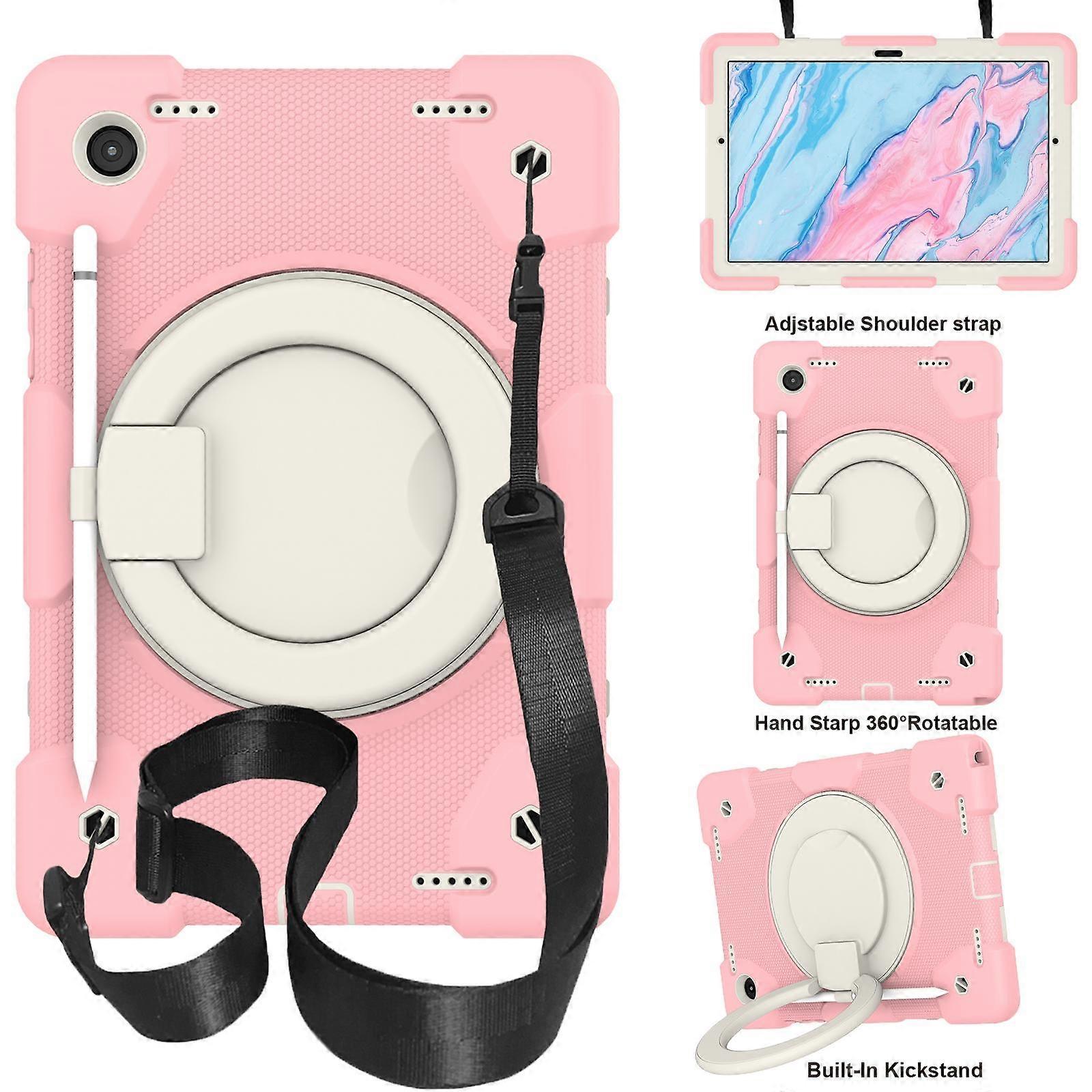 Samsung Galaxy Tab A8 Case 10.5 Inch X200 X205, Camera Protection, Durable Shockproof Case with 360Rotable Ring Stand & Detachable Shoulder Strap, Com