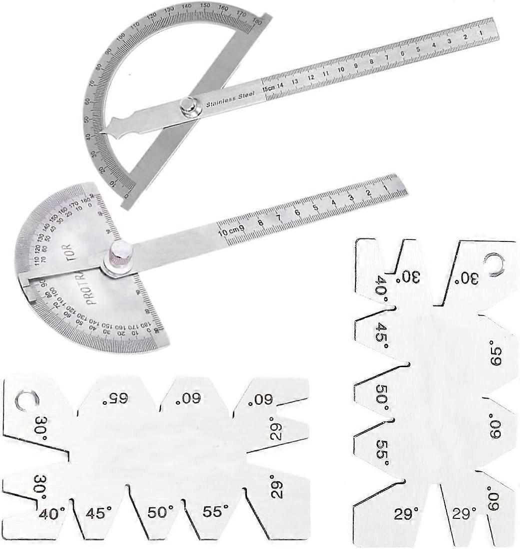 2Pcs Protractor Stainless Steel 0-180 Degree Protractor Round Head Multifunction 