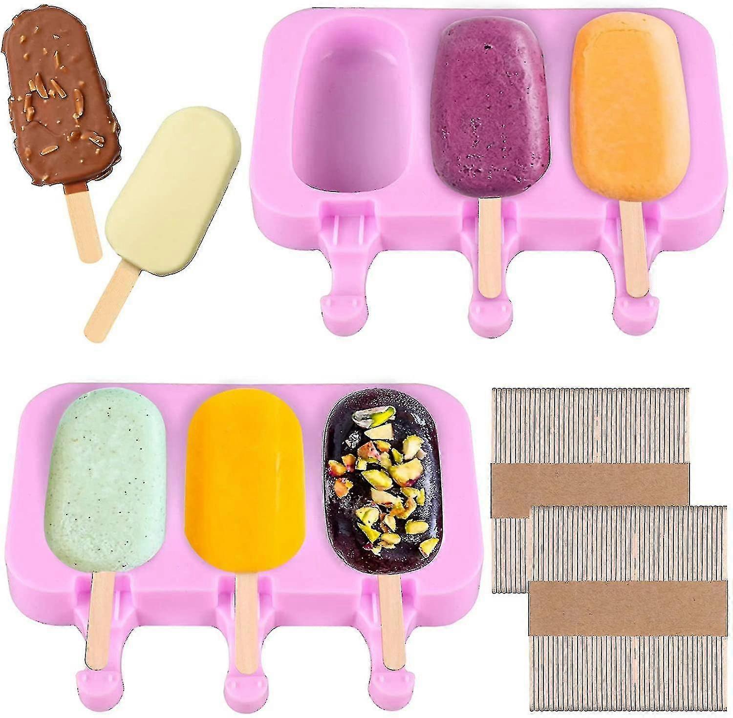 2pcs Silikon Eiscreme mit 100 Eis Holzstab