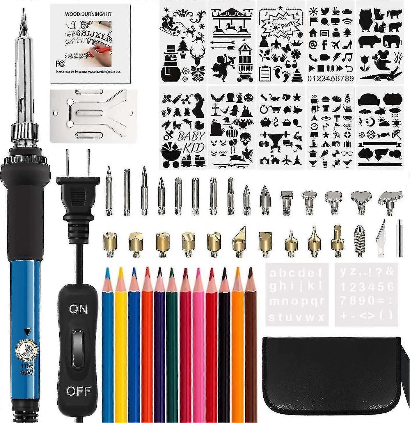 Burning Kit, Burning Tool With Adjable Temperature 200~450c, Pyrography Pen For Eming Carving Sing Diy-