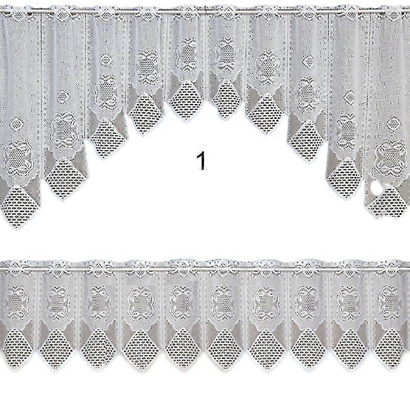 2pcs/set Lace Curtain Translucent Lace Design Vintage Style 2 Tier Cafe Curtain Set For Home