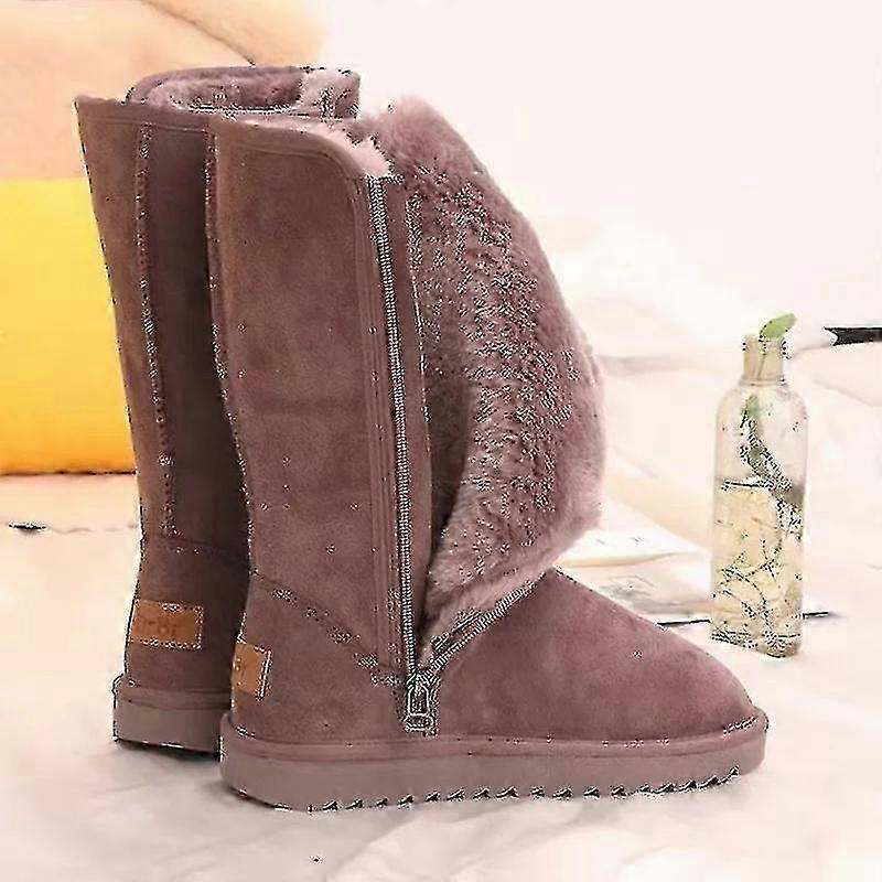 Ecelen Women's Winter Ankle Boots Plush Lined Side Zip Warm Platform Ankle Boots With Plush Lined Thfru22