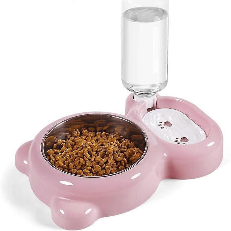 Premium Dual Bowl Pet Feeding Station with Automatic, Spill-proof Water Dispenser Bottle - Ensures Hydration & Healthy Eating for Your Furry Friends!