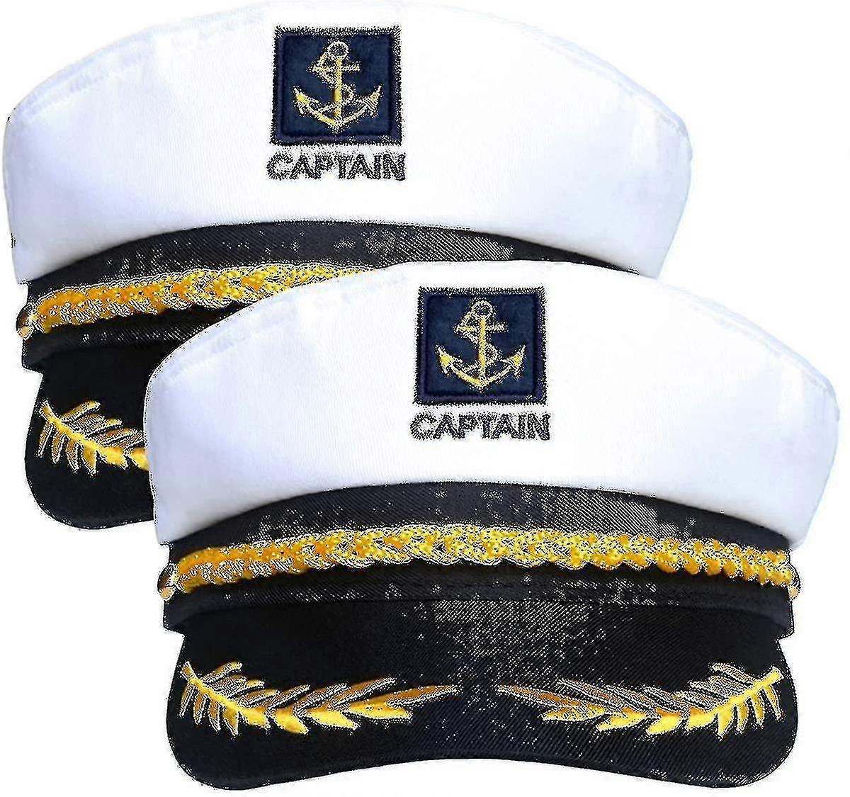 2pcs Navy Marine Admiral Style Hat - Adjustable Shisailor Cap