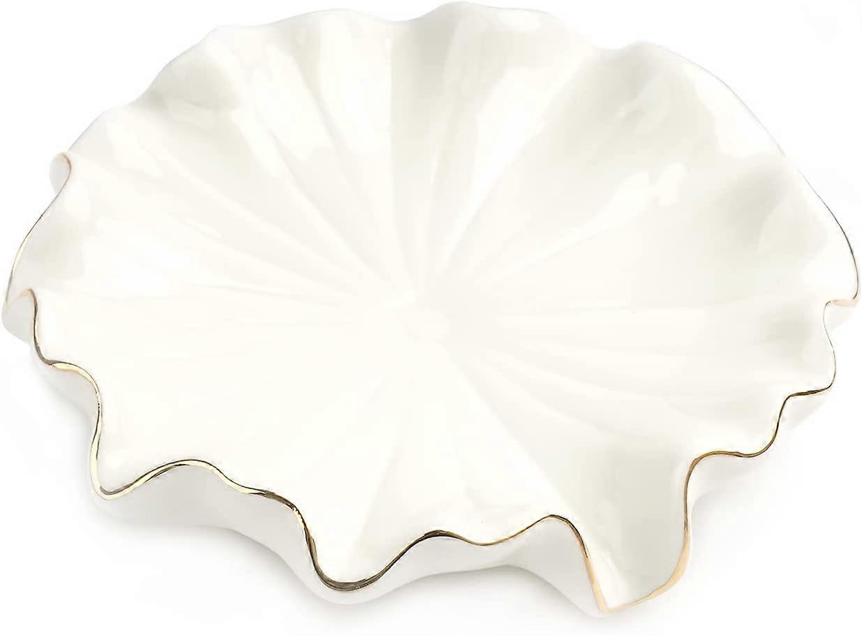 Keramische Zelf Drainerende Zeep Schotel Wit Lotus Blad Zeep Houder Waterval Zeep Afwasmiddel