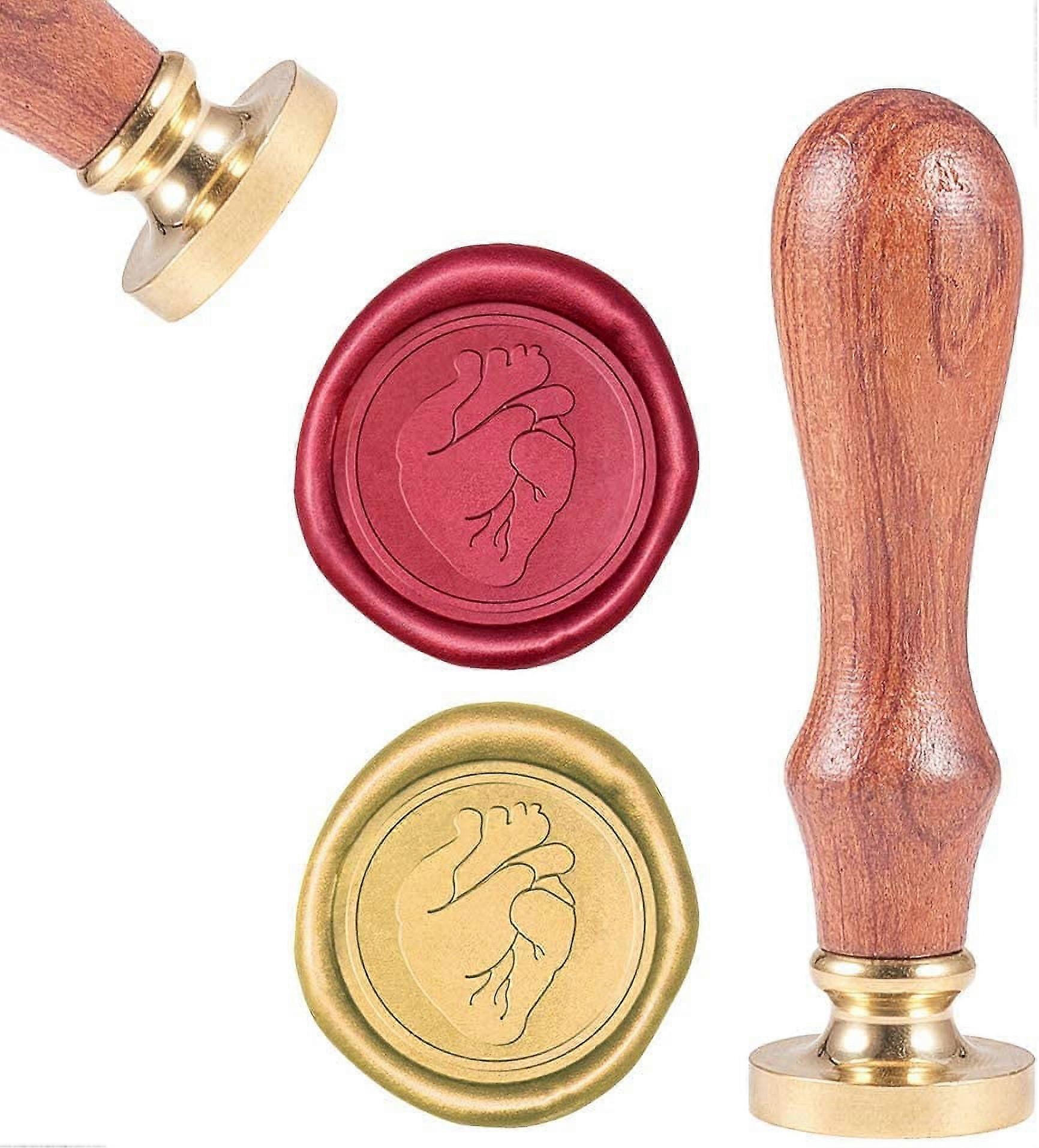 1pc DIY Scrapbook Brass Wax Seal Stamp and Wood Handle Sets Heart Golden
