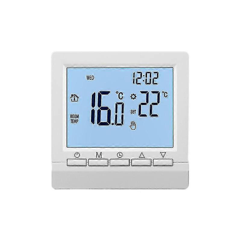Elektrisches Heizungsthermostat, Manueller Knopf 16A, Negative Anzeige, Weie Schrift Auf Schwarzem Hintergrund, Kein Wlan - Negative Anzeige, Weie Sch