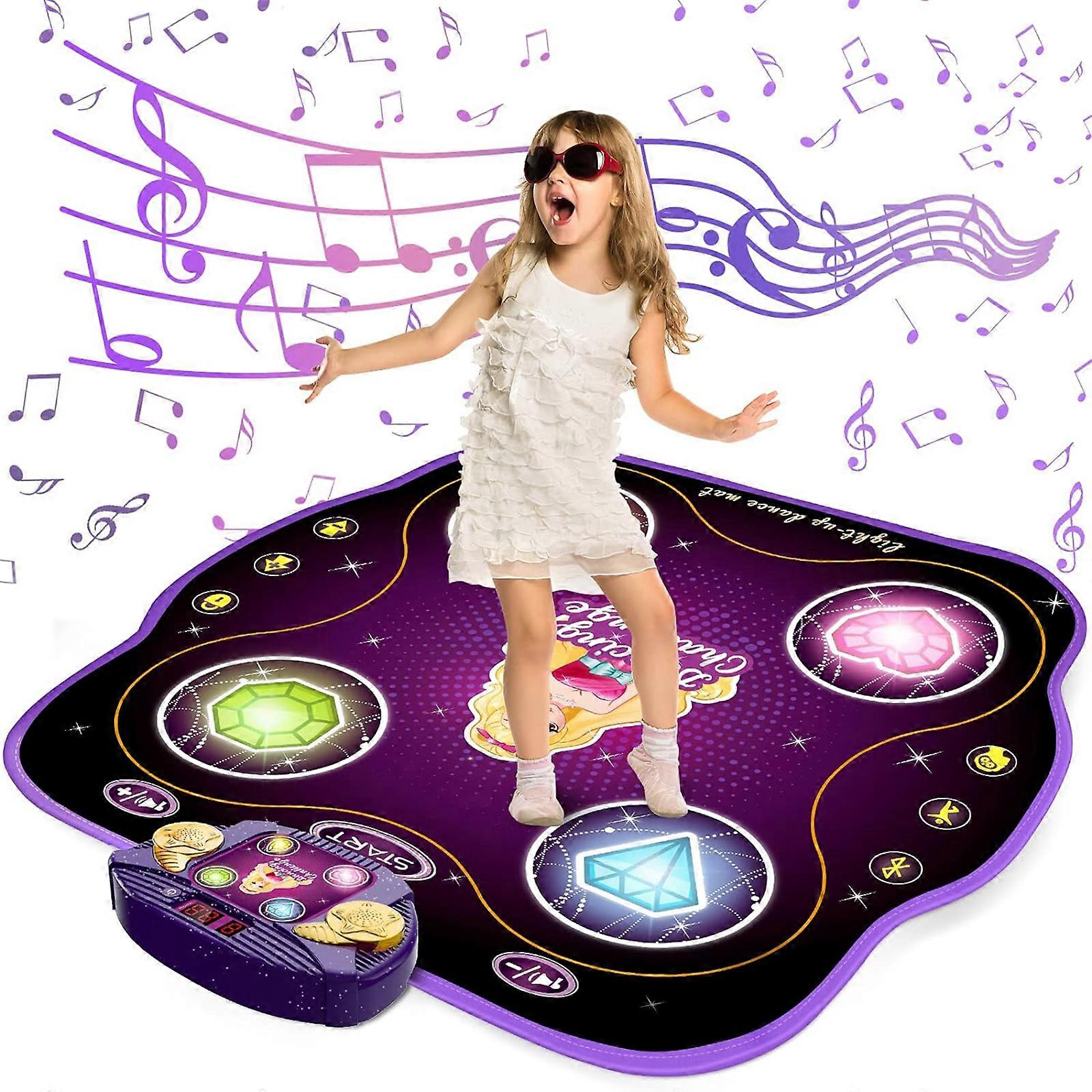 Dance Mat for Kids Age 3+, Light Up Dance Pad with Bluetooth, 9 Challenge Levels, 3 Modes, 4 Touch Sensitive Key, Anti-Slip,Wireless Electronic Game T