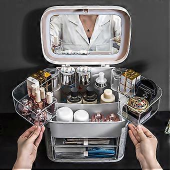 Organisateur Maquillage Blanc Imperméable - 37 X 29 X 19 Cm - Range Cosmétique Plastique Pratique