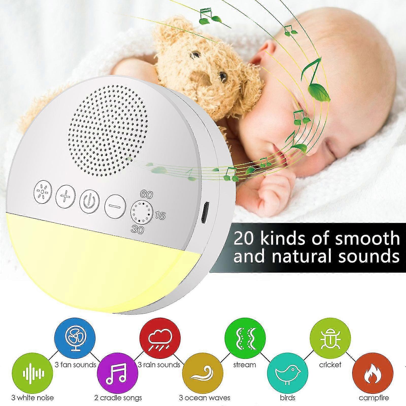 White Noise Machine For Sleeping Rechargeable White Noise Machine With 20 Soothing Sounds Night Light Timer  Memory Adjustable Volume Feature Slee