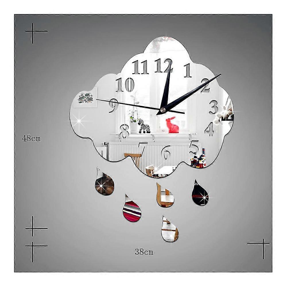 Creative 3d Silent Wall Clock Sticking Raindrop Mirror