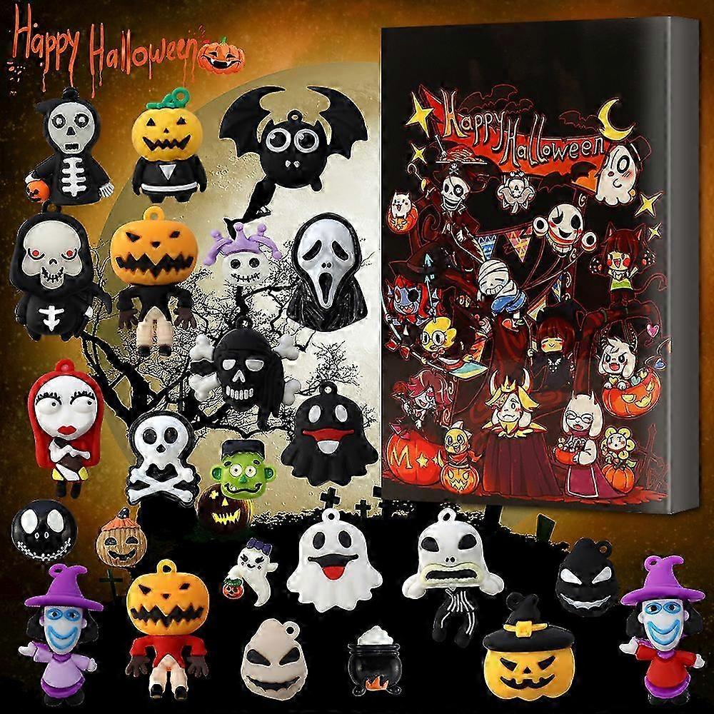 Advent Calendar Gothic Horror Atmosphere Fright Night Countdown Calendar Blind Box 24 Pieces Halloween Countdown Calendar Box