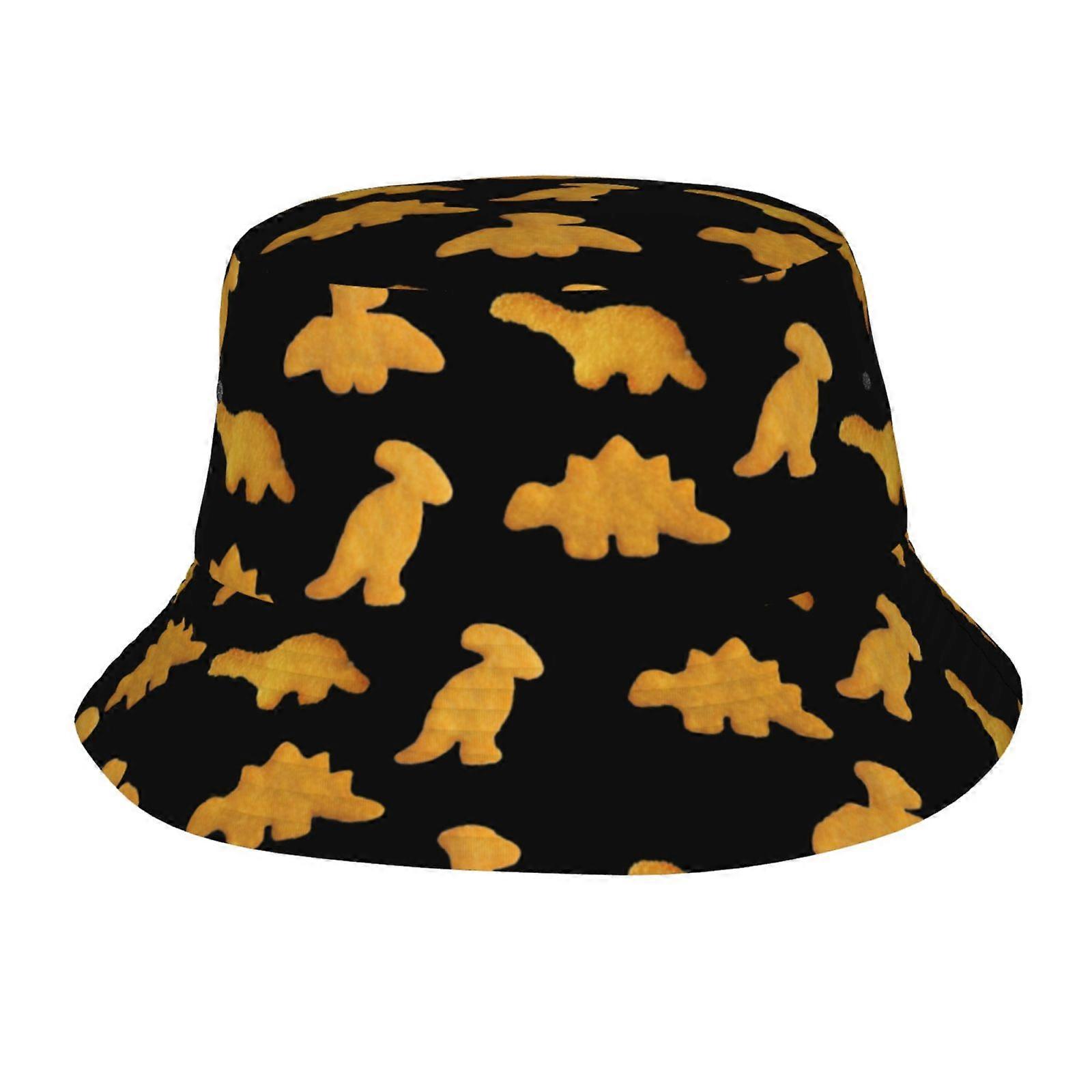 Carino Dinosauro Pollo Nuggets Cappello Da Pescatore Per Le Donne Da Uomo Cappelli Da Sole Da Spiaggia Berretto Da Pesca Unisex Da Viaggio All'aper...