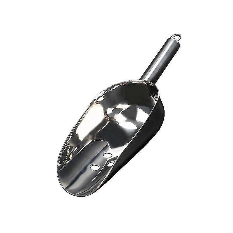 Ice Scoop/scoop For Crushed Ice Ce Cubes, Perforated, Round, Less Steel, Silver