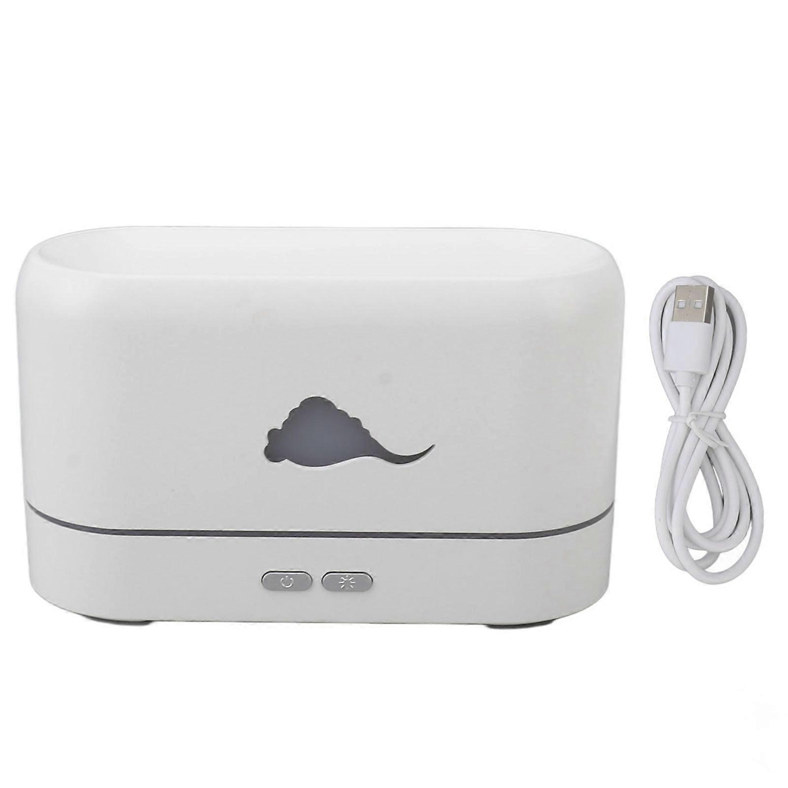 Flame Aroma Diffuser Bluetooth Flame Aromatherapy Humidifier 3D Flame Essential Oil Diffuser for Bedroom Office Dormitory White