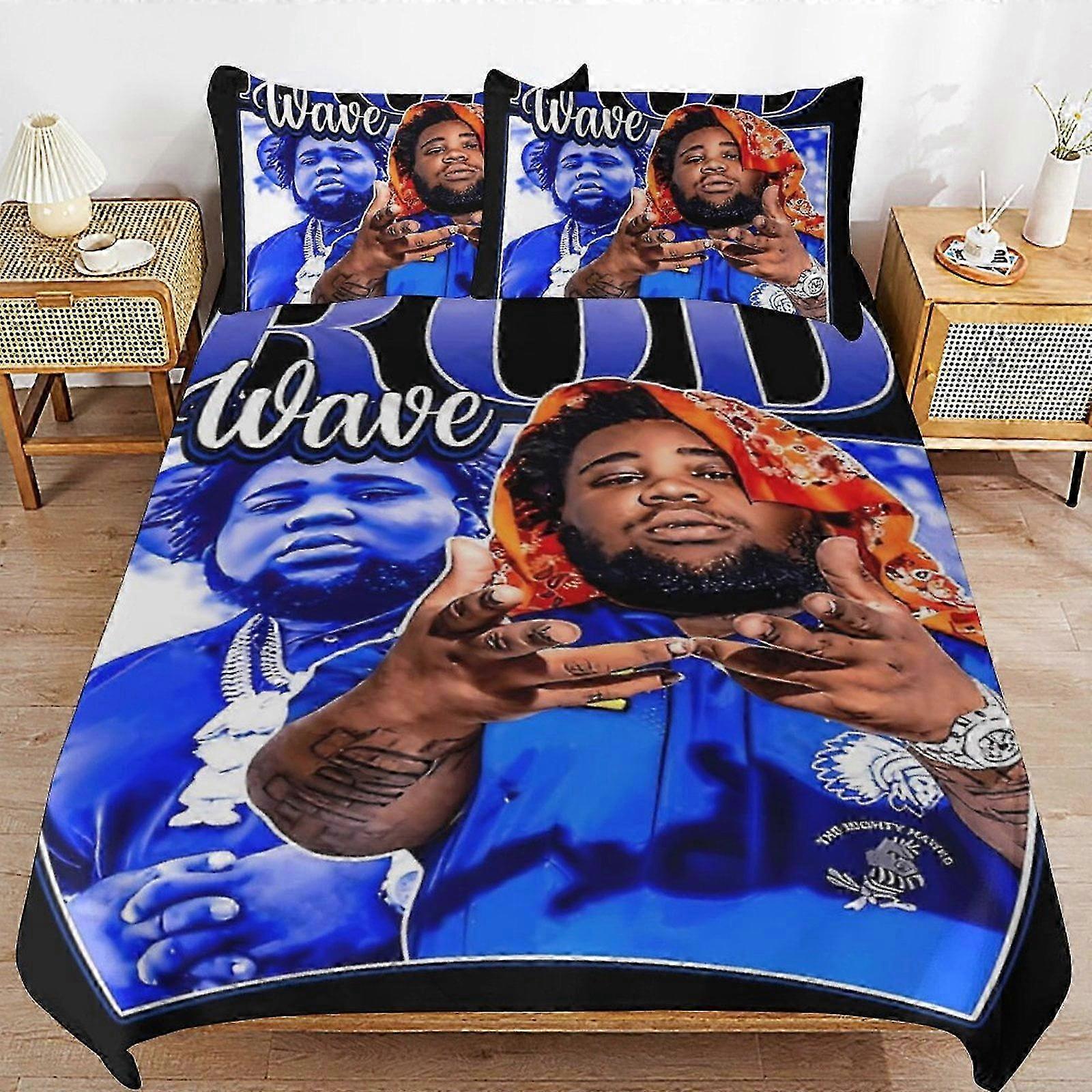 n2026 Lençóis Rod Wave Conjunto de Cama Capa de Edredom Confortável e Leve Roupa de Cama de Desenho Animado 3 Peças (1 Capa de Edredom e 2 Fronhas) Lençóis i