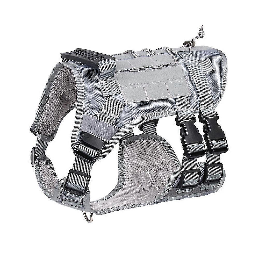 Tactical Harness For Large And Medium Dogs, Military No-pull Harness With Handle, Adjustable Pet Vest Harness For Training, Hunting, Walking (grey, L)
