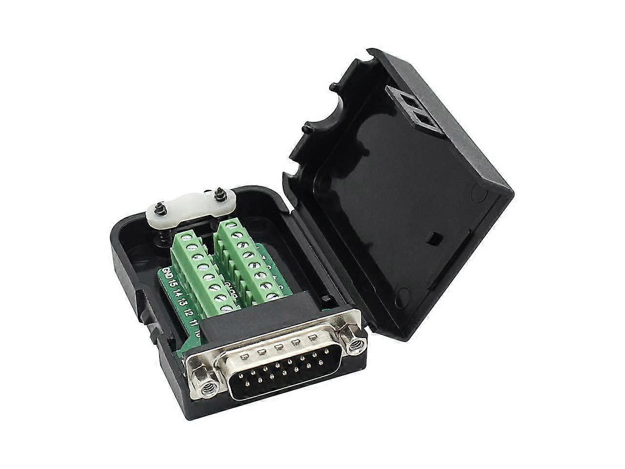 DB15 Breakout Connector Male Adapter 15-pin Port Adapter to Terminal Connector Signal Module with case(Male Connector with Nut)