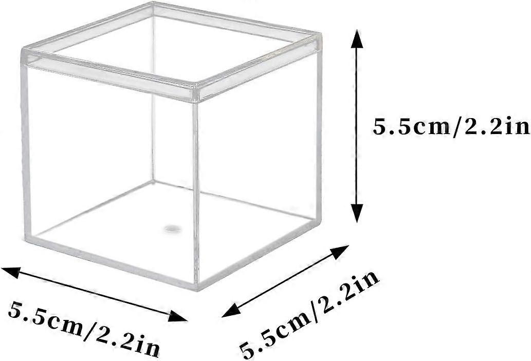 4 pieces of transparent acrylic plastic square storage box with lid, small plastic storage box, 2.2x2.2x2.2 inch square transparent container boxed ca