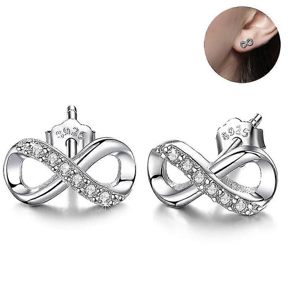 Sterling Silver Infinity Figure 8 Bead Drop Earrings