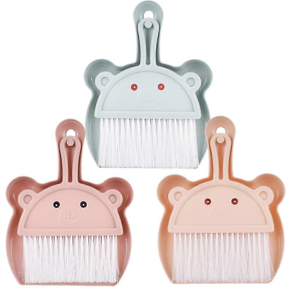 3 sets of Desktop Cleaning Broom Mini Dustpan Table Cleaning Broom Tabletop Dust Pan