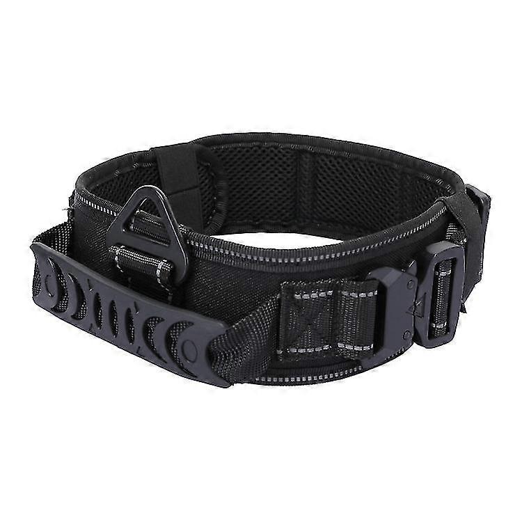 Large Tactical Dog Collar For Dog Training, Military Adjustable Nylon Dog Collar, Heavy Duty Metal Buckle With Handle
