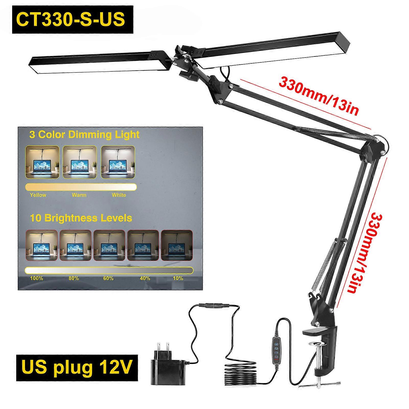 EOOKU - E/US LED מנורת שולחן, 24W, 12V, ניתן לעמעום, 10 רמות בהירות, לחדר שינה, חדר עבודה, סלון