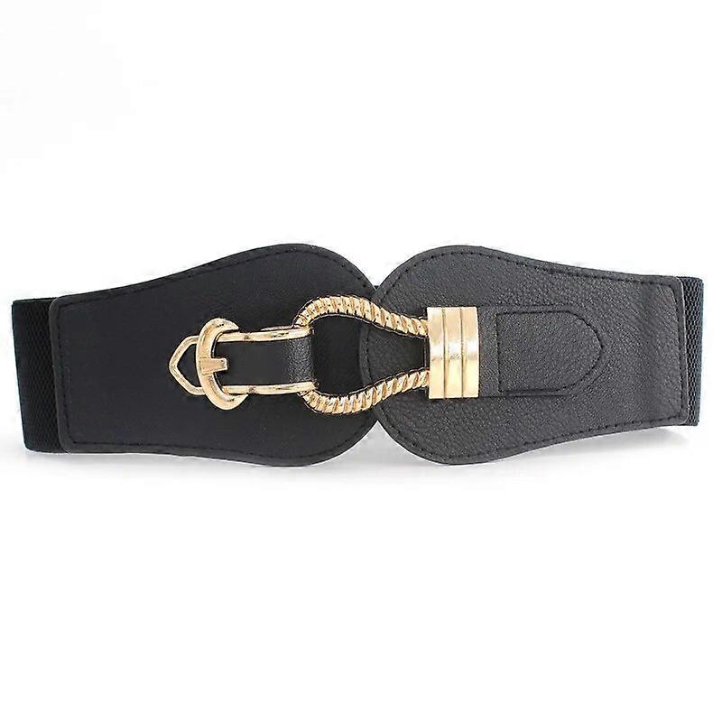 Kvinnor Brett bälte Elastiskt Vintage spänne Läder Dambälte Midja Tätning Bälte Klänning Midjeband