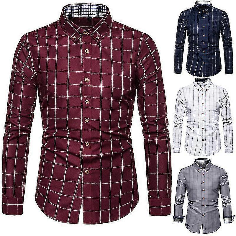 Herren Button-Down-Hemden Langarmhemden