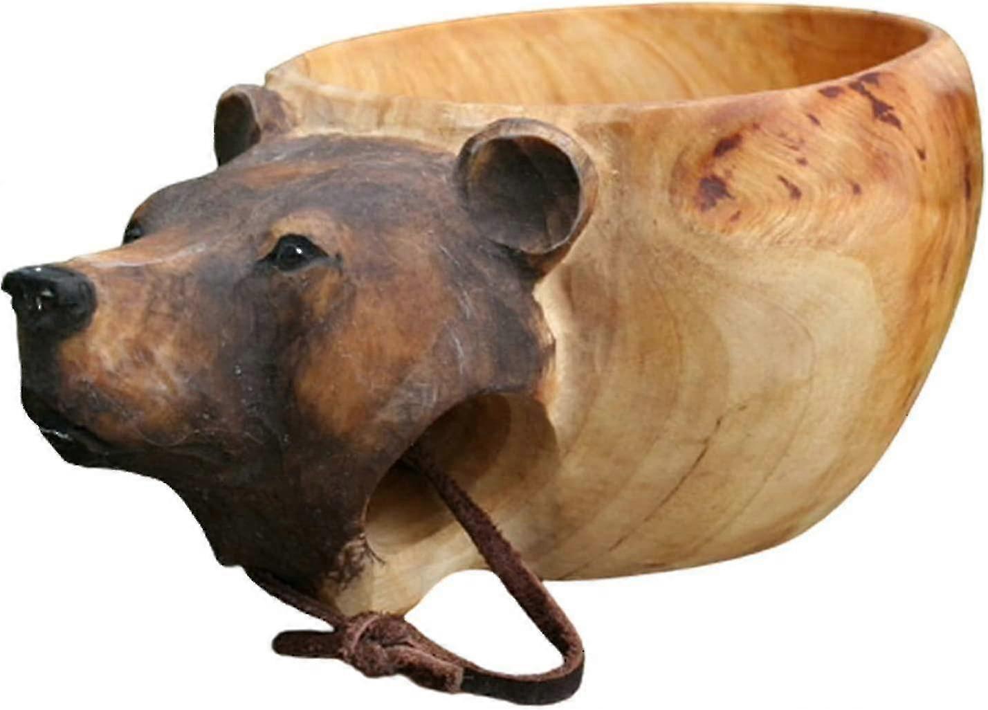 Ręcznie rzeźbiony drewniany kubek - Animals Head Image Cup