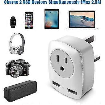 Adattatore Da Viaggio Regno Unito Verso Stati Uniti 4 In 1 MyTravelPal | Presa USA, 3 Porte USB (2 USB-A + 1 USB-C) | Per Canada, Messico | Ricarica Veloce, Sicuro